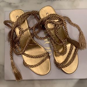 Gold leather sandals